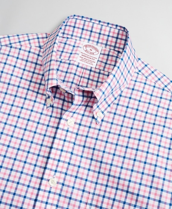Stretch Madison Classic-Fit Sport Shirt, Non-Iron Windowpane - Brooks Brothers Outlet