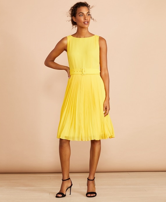Pleated Chiffon Dress - Brooks Brothers Outlet