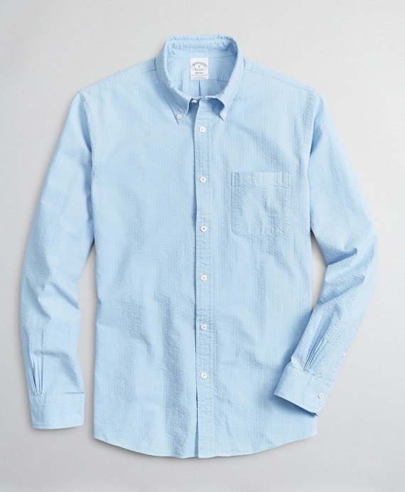 Regent Fitted Sport Shirt, Garment-Dyed Seersucker - Brooks Brothers Outlet