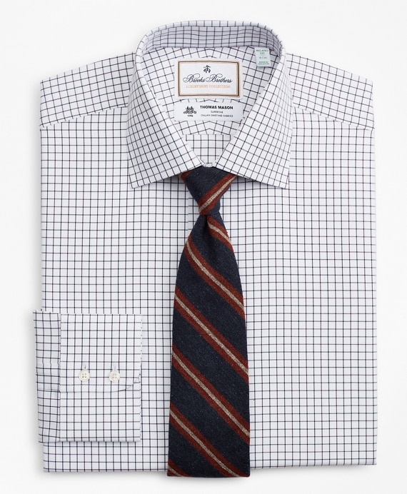 Luxury Collection Milano Slim-Fit Dress Shirt, Franklin Spread Collar Fine Windowpane - Brooks Brothers Outlet