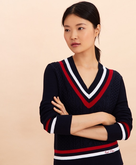 Logo-Embroidered Cotton Tennis Sweater - Brooks Brothers Outlet