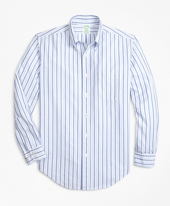 Milano Fit Oxford Alternating Stripe Sport Shirt - Brooks Brothers Outlet