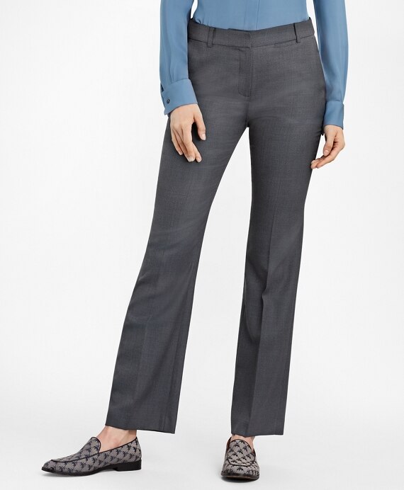 Petite Bird's-Eye Stretch-Wool Pants - Brooks Brothers Outlet