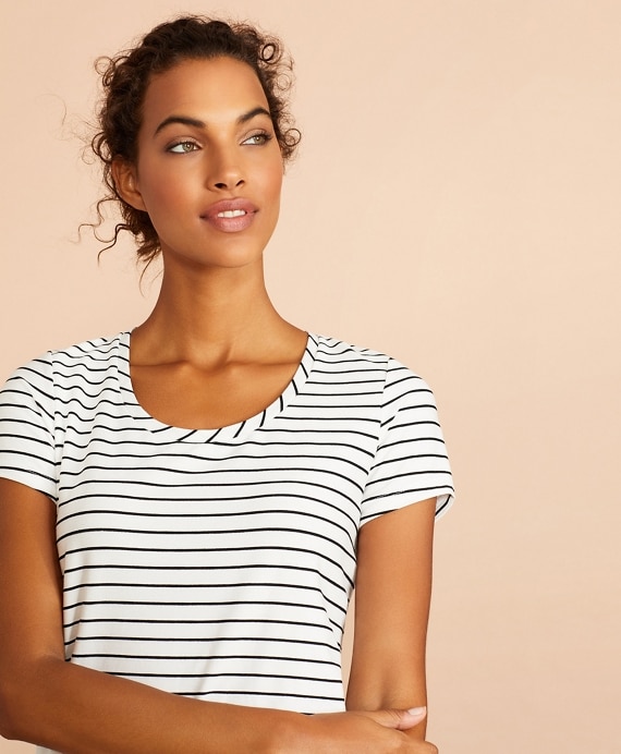 Striped Scoop-Neck T-Shirt - Brooks Brothers Outlet