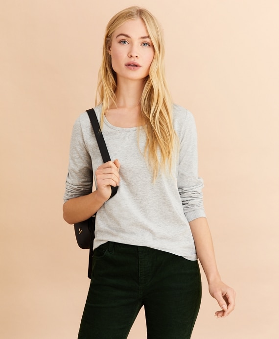 Scoopneck Long-Sleeve T-Shirt - Brooks Brothers Outlet