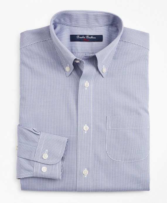 Boys Non-Iron Polo Button-Down Collar Micro-Check Dress Shirt - Brooks Brothers Factory Outlet