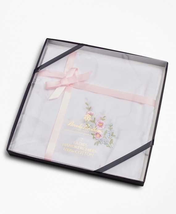 Floral-Embroidered Cotton Handkerchief - Set of 2 - Brooks Brothers Outlet