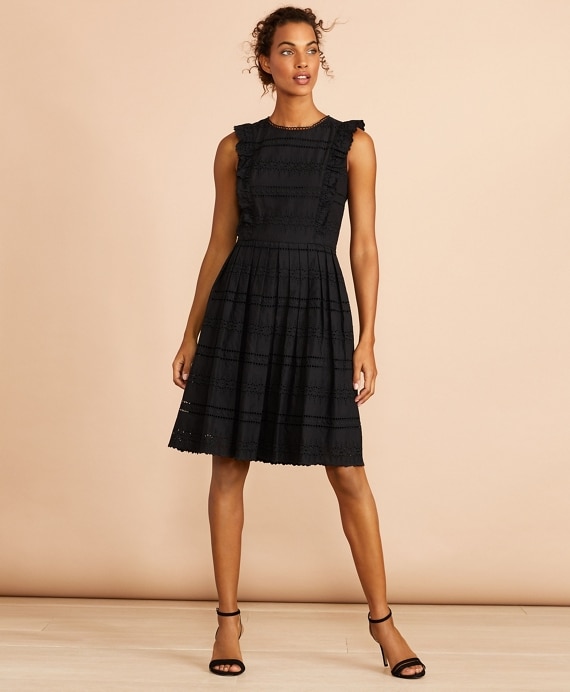 Ruffled Cotton Eyelet Dress - Brooks Brothers Outlet