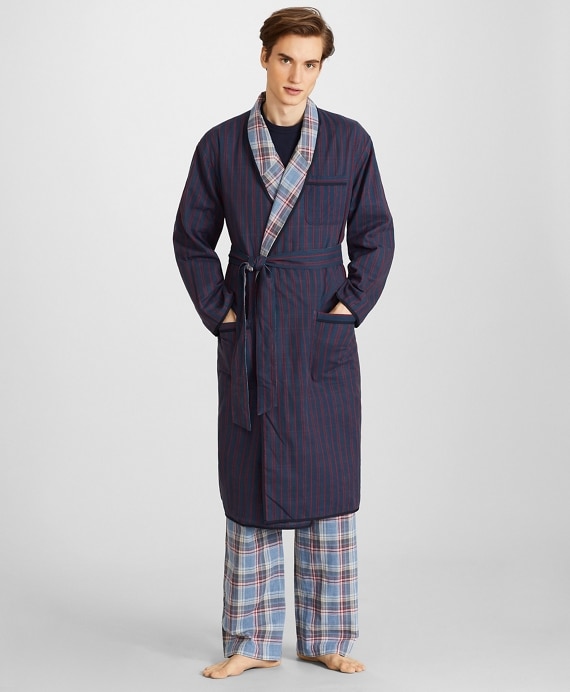 Reversible Plaid Robe - Brooks Brothers Outlet