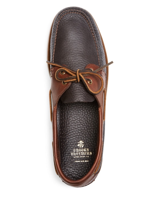 Contrasting Leather Boat Shoes - Brooks Brothers Outlet