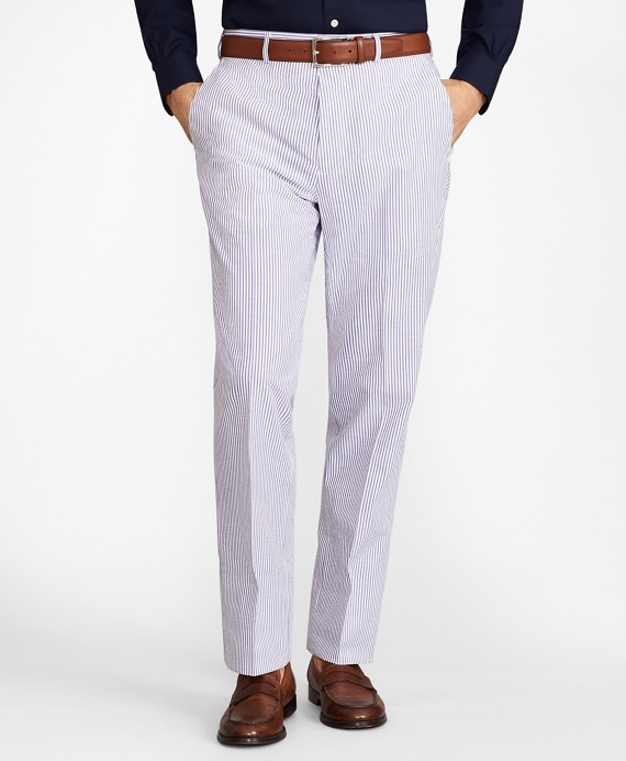 Madison Fit Stripe Seersucker Trousers - Brooks Brothers Factory Outlet