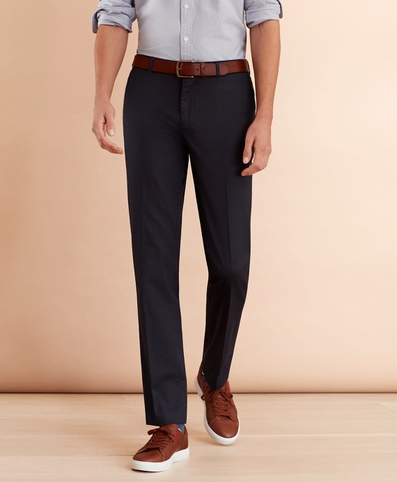 Stretch Cotton Twill Trousers - Brooks Brothers Outlet