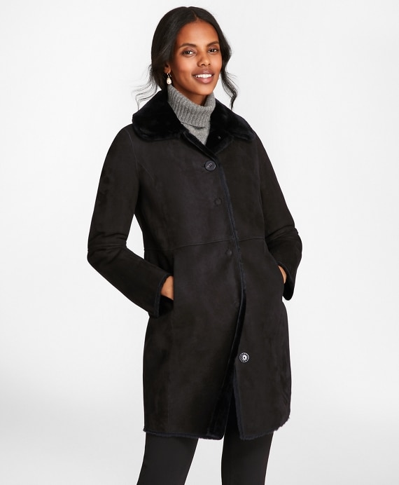 Shearling Cocoon Coat - Brooks Brothers Outlet