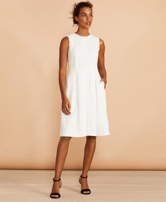 Fringe-Trimmed Boucle Dress - Brooks Brothers Outlet