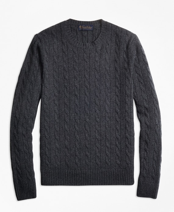 Cable-Knit Crewneck Cashmere Sweater - Brooks Brothers Outlet