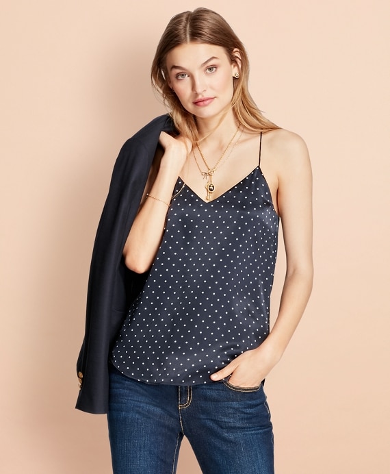 Polka-Dot Silk Charmeuse Cami - Brooks Brothers Outlet