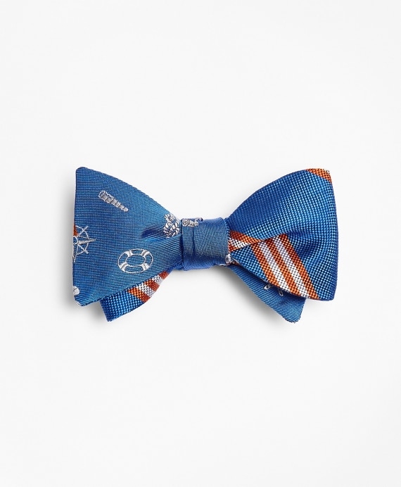 Nautical with Stripe Reversible Bow Tie - Brooks Brothers Outlet