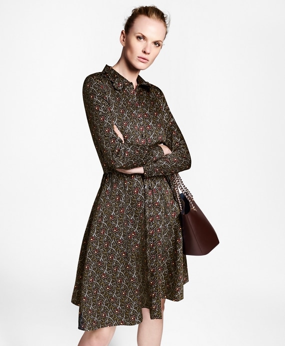 Violette-Print Cotton Sateen Shirt Dress - Brooks Brothers Outlet