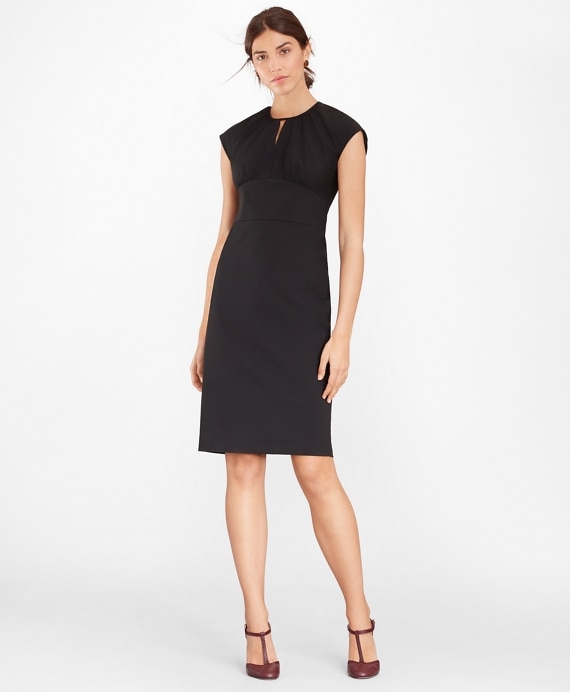 Petite Stretch Wool Cap Sleeve Sheath Dress - Brooks Brothers Outlet