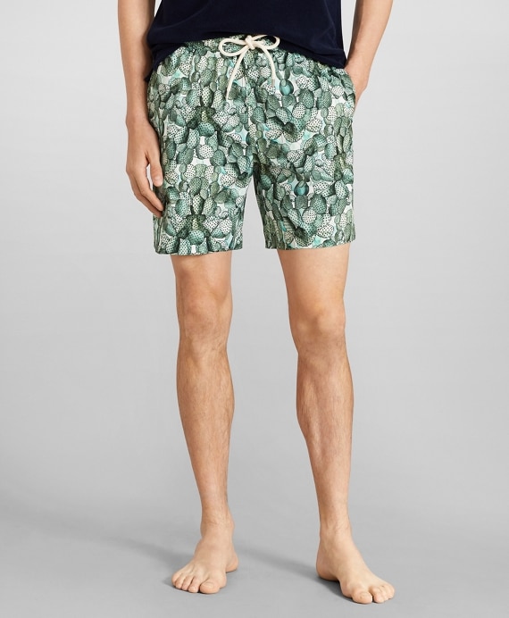 Montauk 6 Cactus Print Swim Trunks - Brooks Brothers Outlet