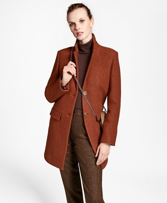 Wool Boucle Melton Cocoon Coat - Brooks Brothers Outlet