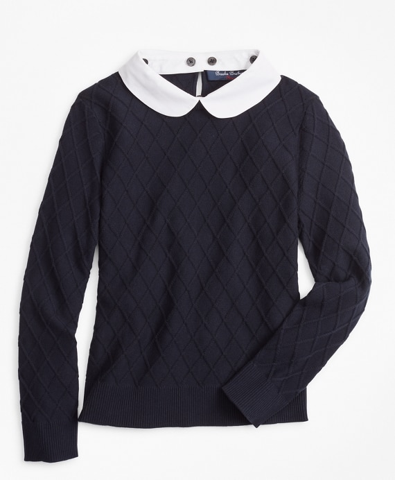 Girls Cotton Diamond Cable Sweater - Brooks Brothers Factory Outlet