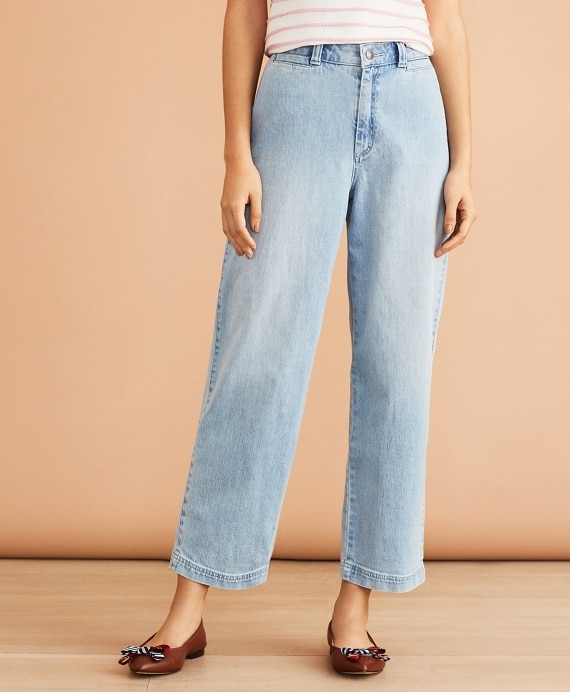 Cropped Wide-Leg Jeans - Brooks Brothers Outlet