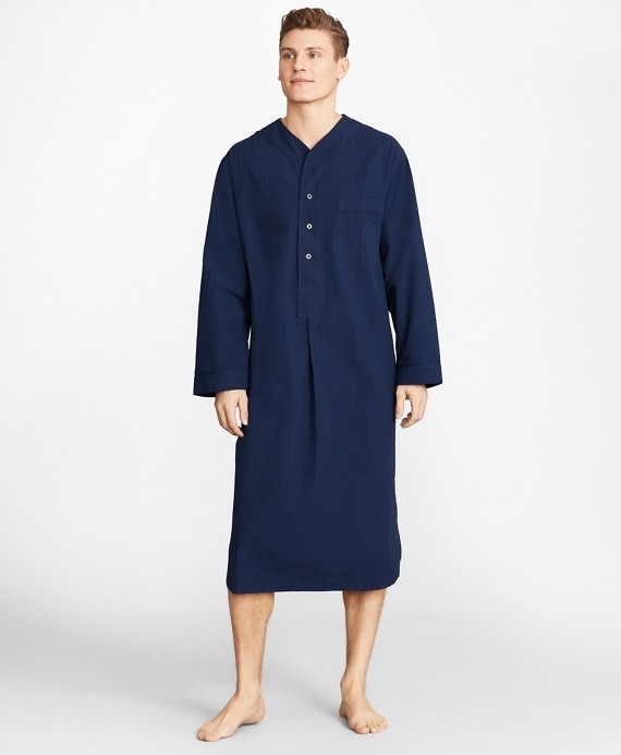 Seersucker Tonal Stripe Nightshirt - Brooks Brothers Outlet