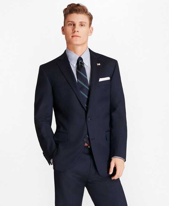Regent Fit Saxxon&trade; Wool Bead Stripe 1818 Suit - Brooks Brothers Factory Outlet