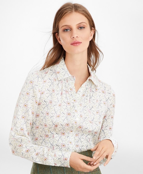 Floral-Print Silk Satin Blouse - Brooks Brothers Outlet