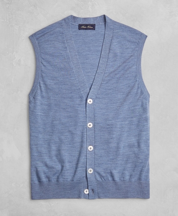 Golden Fleece&reg; 3-D Knit Fine-Gauge Merino Button-Front Vest - Brooks Brothers Outlet