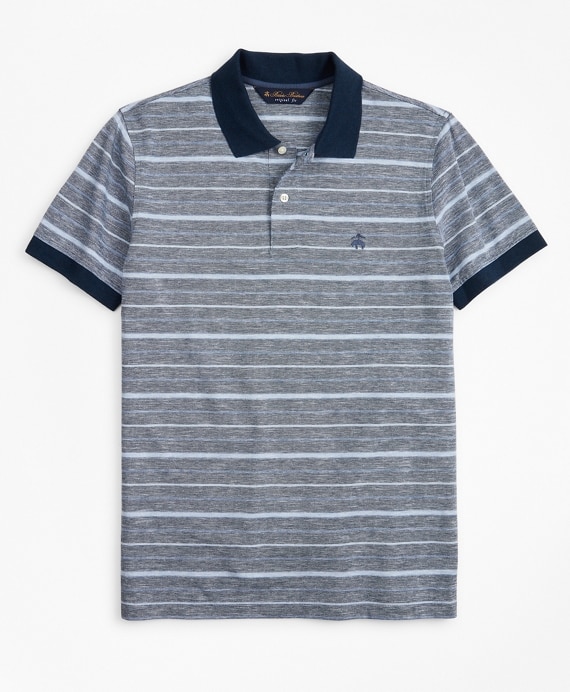 Original Fit Cotton and Linen Stripe Polo Shirt - Brooks Brothers Outlet