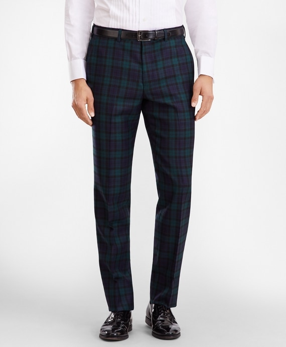Regent Fit Black Watch Wool Trousers - Brooks Brothers Outlet
