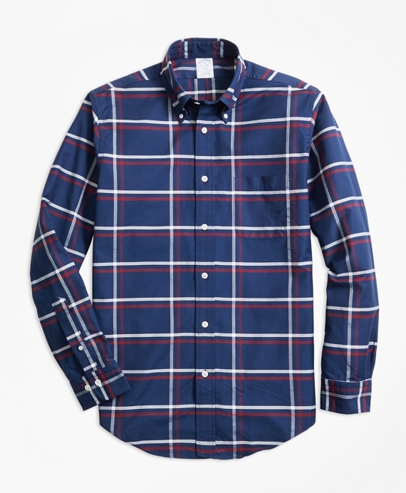 Regent Fit Oxford Check Sport Shirt - Brooks Brothers Outlet