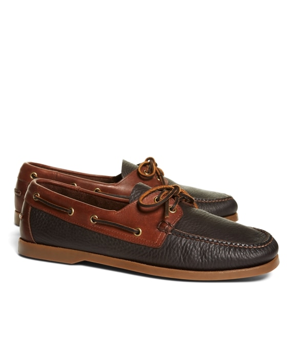 Contrasting Leather Boat Shoes - Brooks Brothers Factory Outlet
