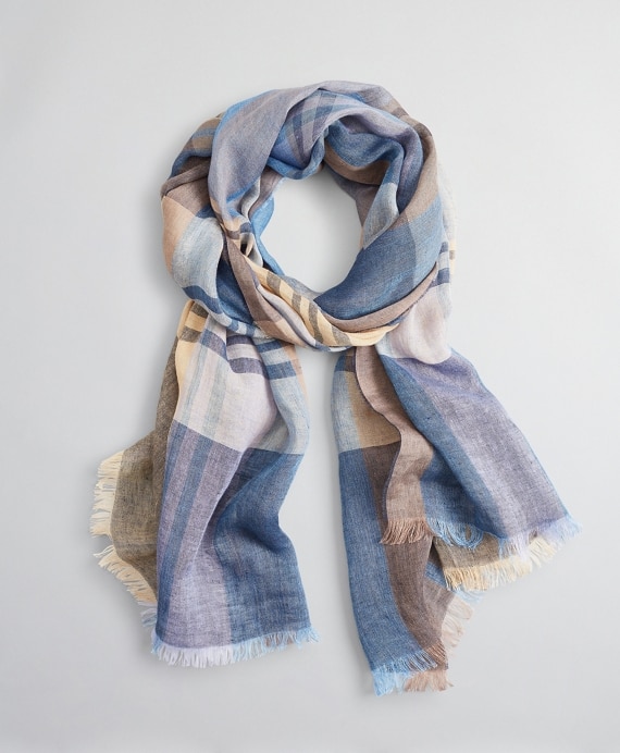 Plaid Linen Scarf - Brooks Brothers Outlet
