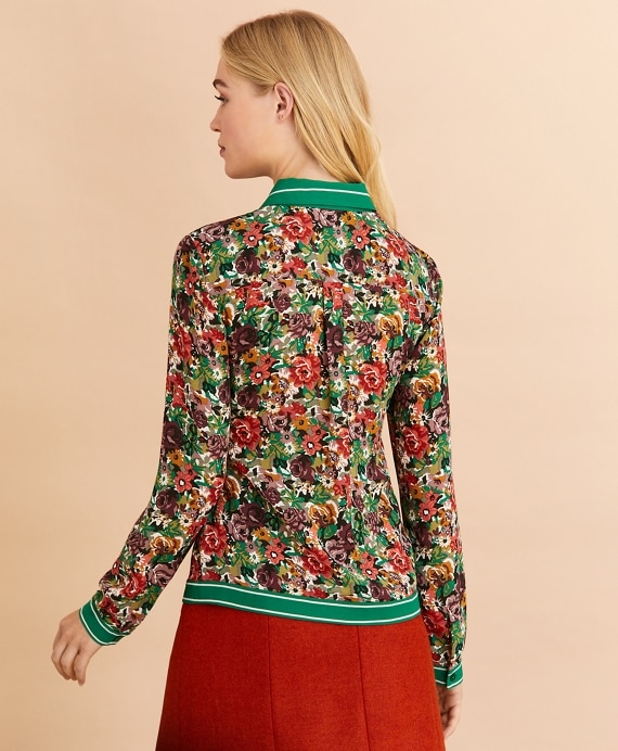Floral-Print Crepe Blouse - Brooks Brothers Outlet