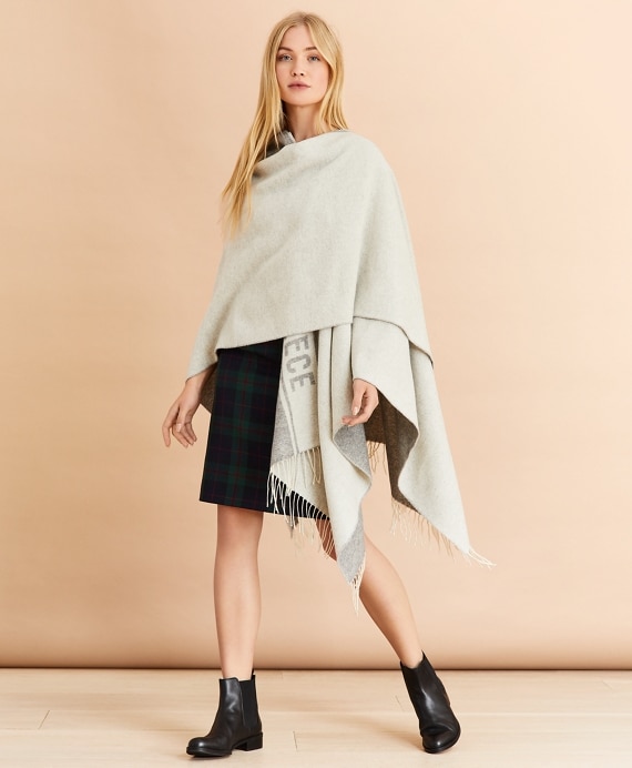 Logo-Pattern Wool-Blend Ruana - Brooks Brothers Outlet