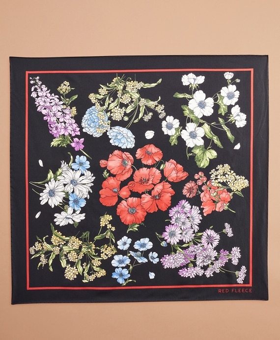 Floral-Print Silk Square Scarf - Brooks Brothers Outlet