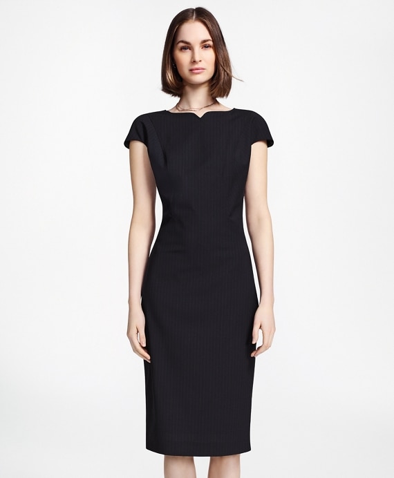 Pinstripe Stretch Wool Sheath Dress - Brooks Brothers Outlet