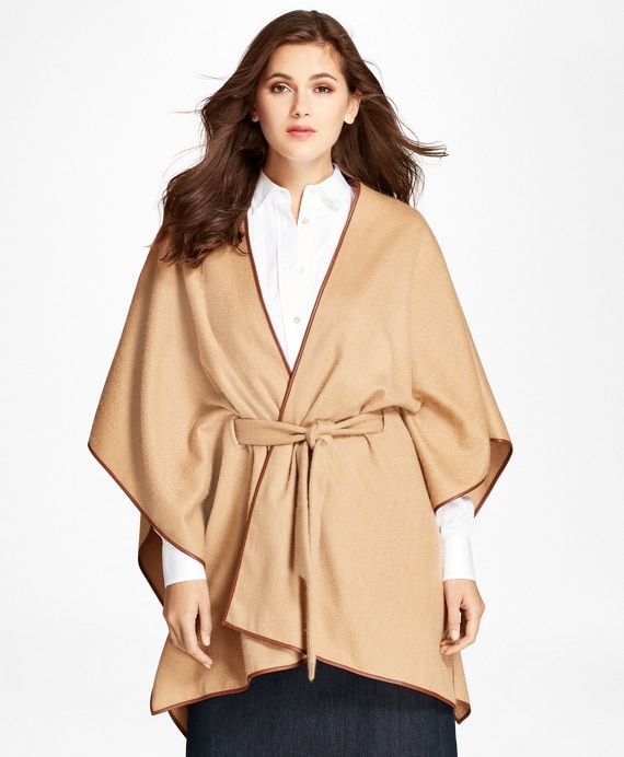 Leather-Trimmed Cashmere Kimono - Brooks Brothers Outlet