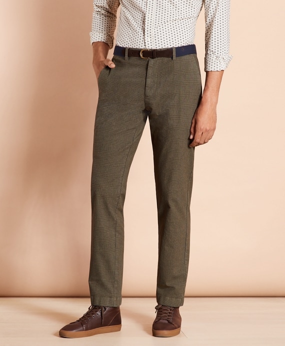 Plaid Twill Stretch Chinos - Brooks Brothers Outlet