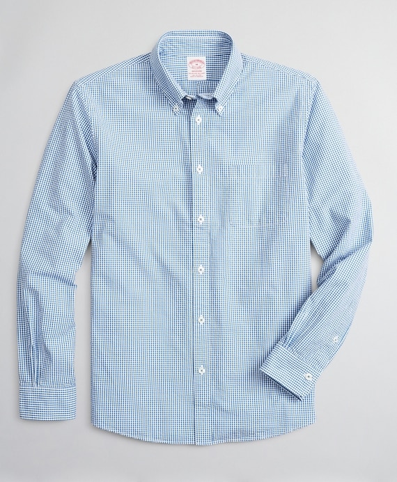 Madison Classic-Fit Sport Shirt, Seersucker Gingham - Brooks Brothers Outlet