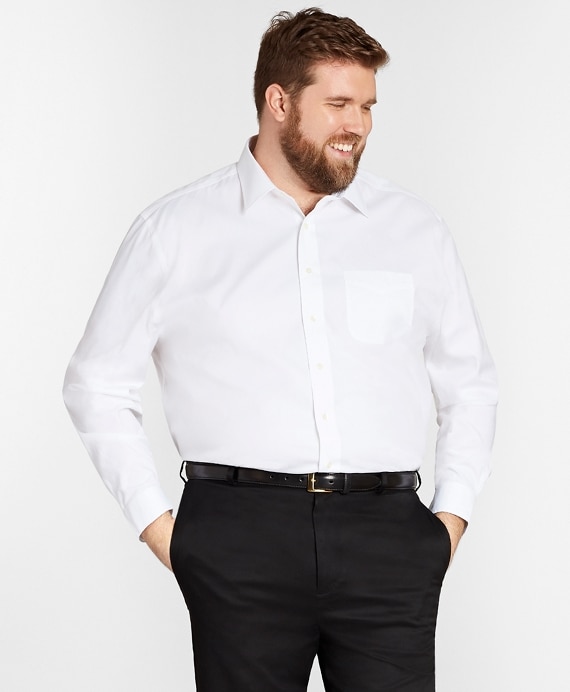 Stretch Big & Tall Dress Shirt, Non-Iron Pinpoint Spread Collar - Brooks Brothers Outlet