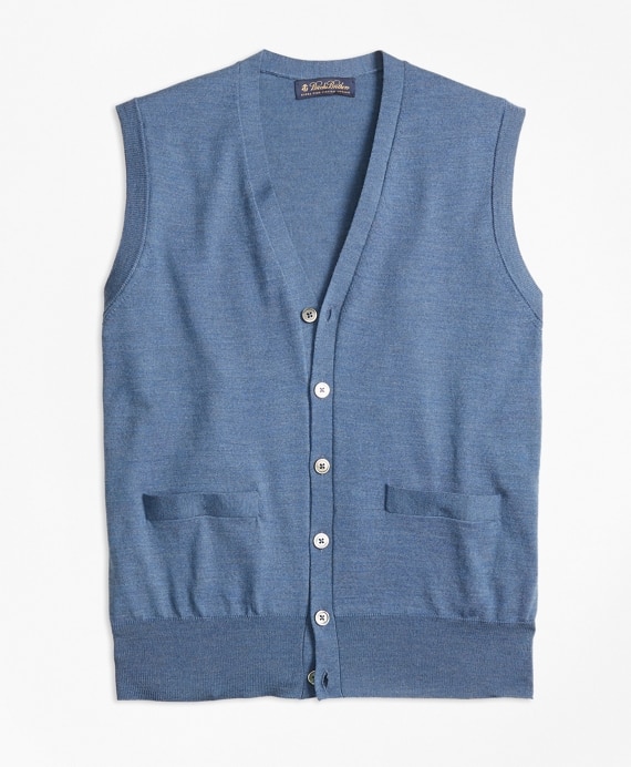 BrooksTech&trade; Merino Wool Button-Front Vest - Brooks Brothers Outlet