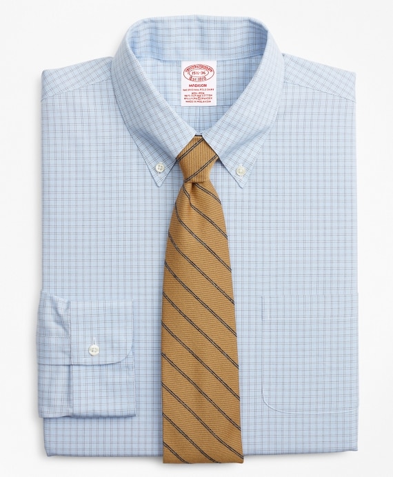 Stretch Madison Classic-Fit Dress Shirt, Non-Iron Check - Brooks Brothers Outlet