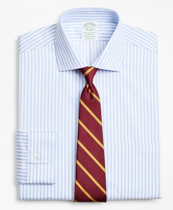 Stretch Milano Slim-Fit Dress Shirt, Non-Iron Twill English Collar Bold Stripe - Brooks Brothers Outlet