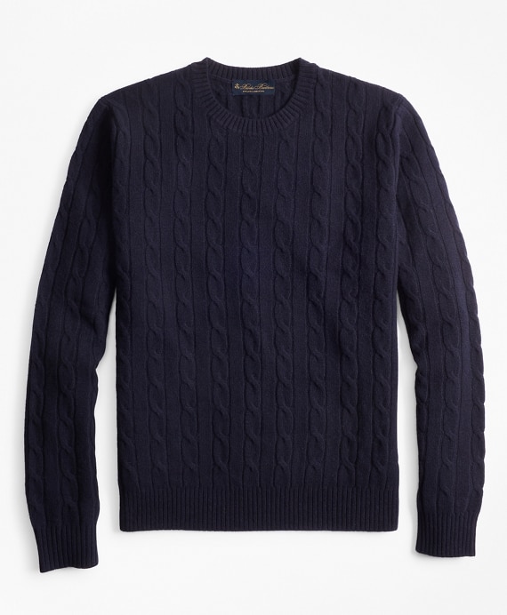 Lambswool Cable Crewneck Sweater - Brooks Brothers Factory Outlet