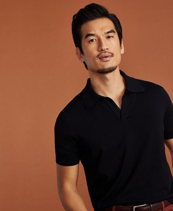 Golden Fleece&reg; 3-D Knit Fine-Gauge Buttonless Sea Island Cotton Polo Sweater - Brooks Brothers Outlet