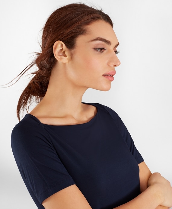 Bateau-Neck Jersey Top - Brooks Brothers Outlet